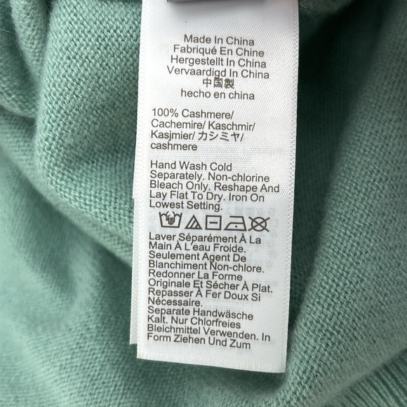 J. Crew Cashmere relaxed cropped V-neck sweater mint Seagram green S NWT BX459 - Picture 7 of 13